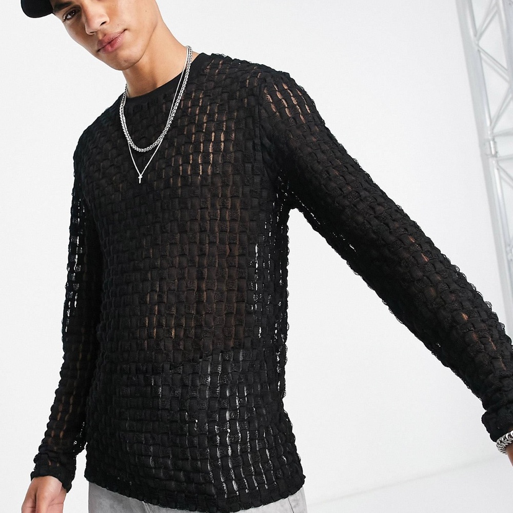Men’s XXL Muscle Fit Sheer Pullover - Picture 2 of 4